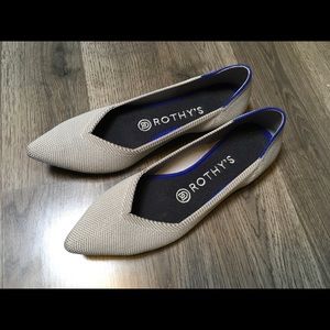 Rothy’s Point Flax Birdseye Grey Flats Sz 7 EUC Light Gray Ballet Flats Retired